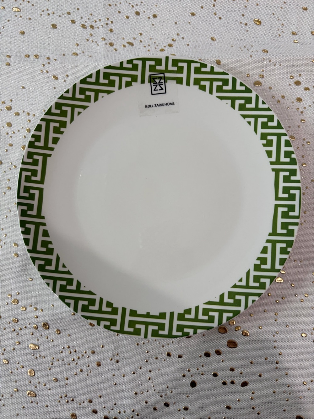 Green Geometric Rim Dinner Plate